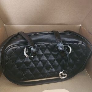 Brighton Black Quilted Shoulder Bag with Heart Charm